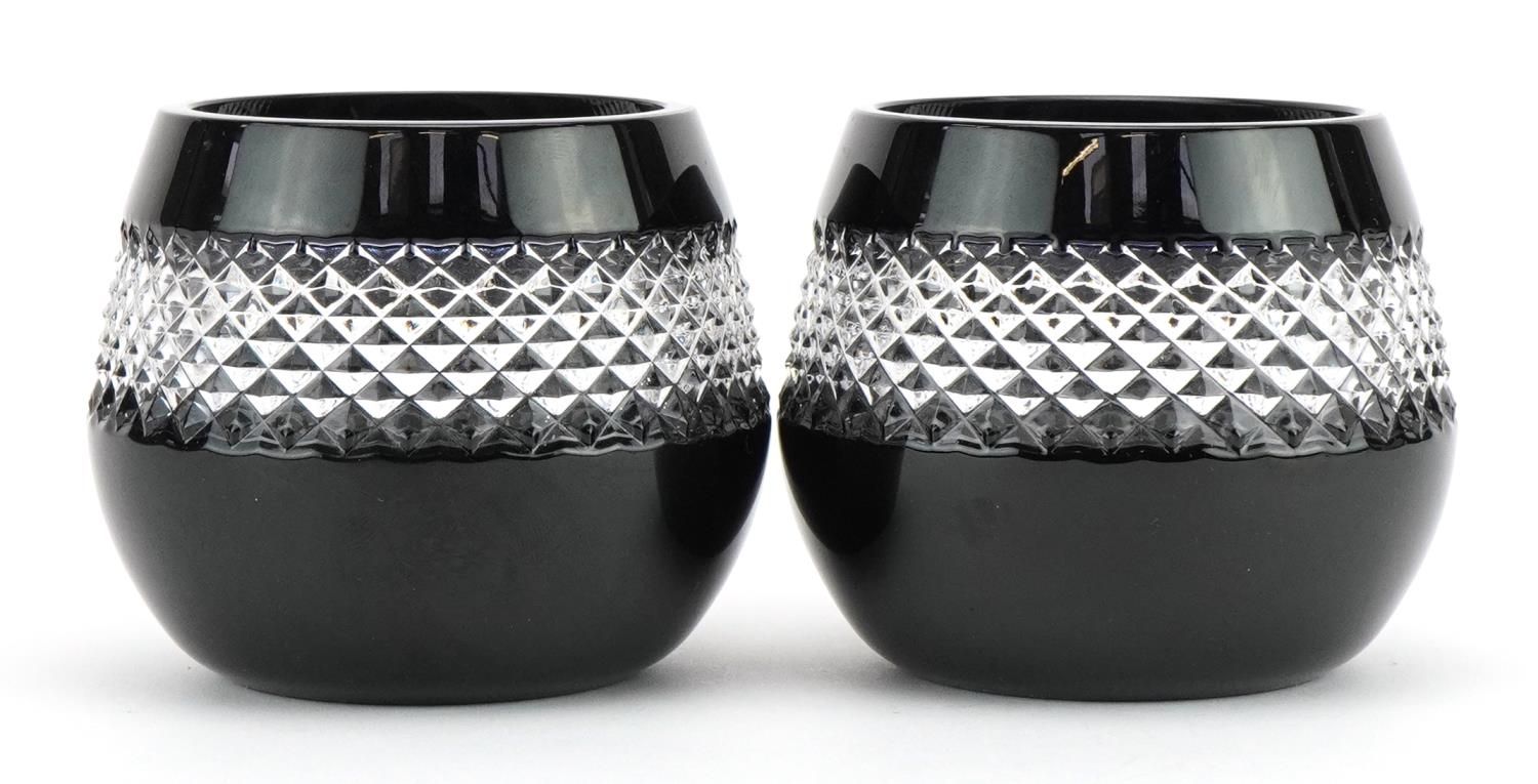 John Rocha for Waterford, pair of black flashed cut crystal brandy glasses, 8cm high - Image 2 of 4