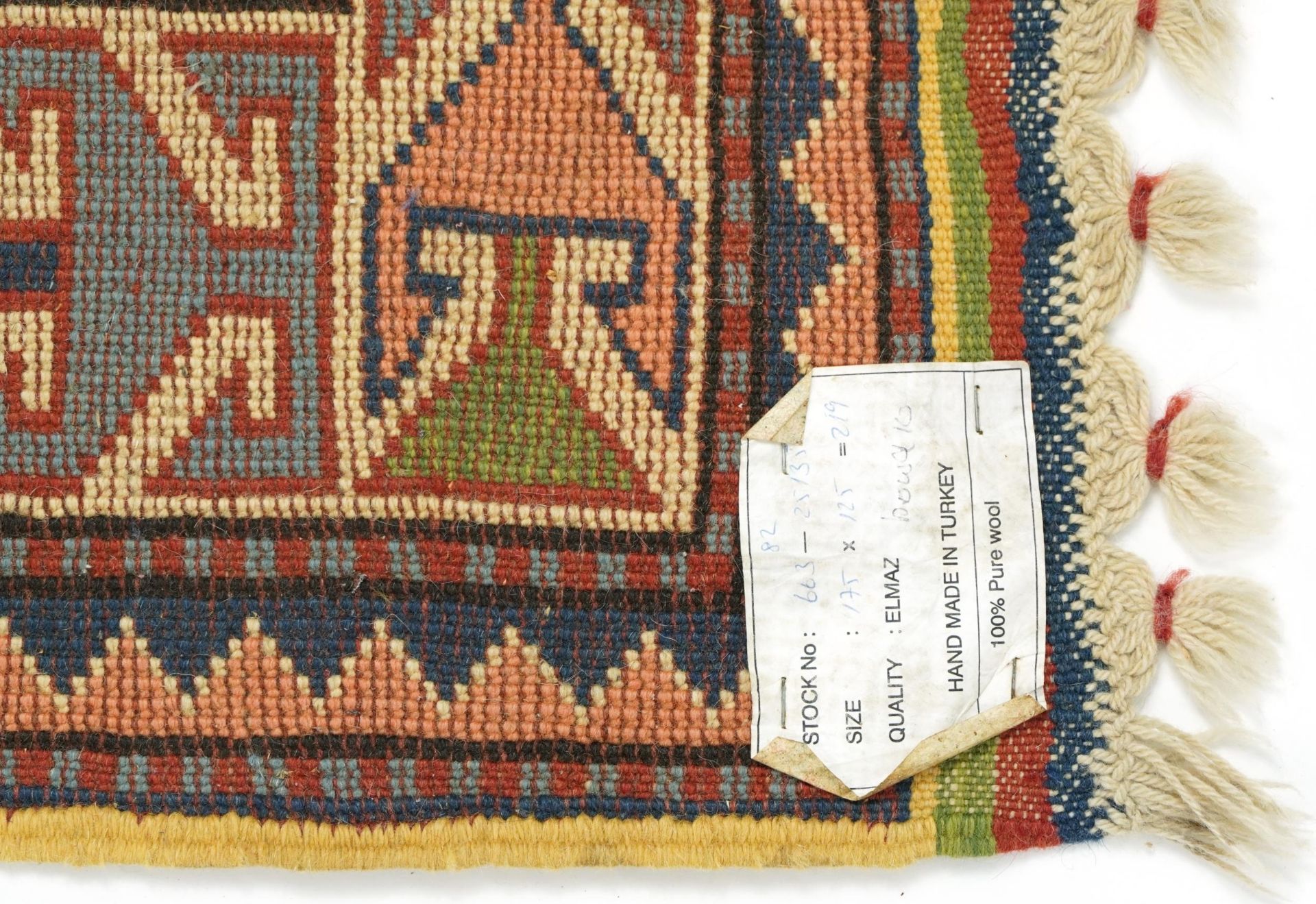 Rectangular Turkish kilim rug having and allover traditional design, 185cm x 125cm - Image 7 of 7
