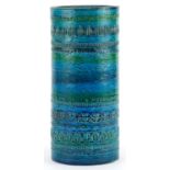 Bitossi, 1970s Italian cylindrical vase with various impressed motifs, inscriptions to the base,