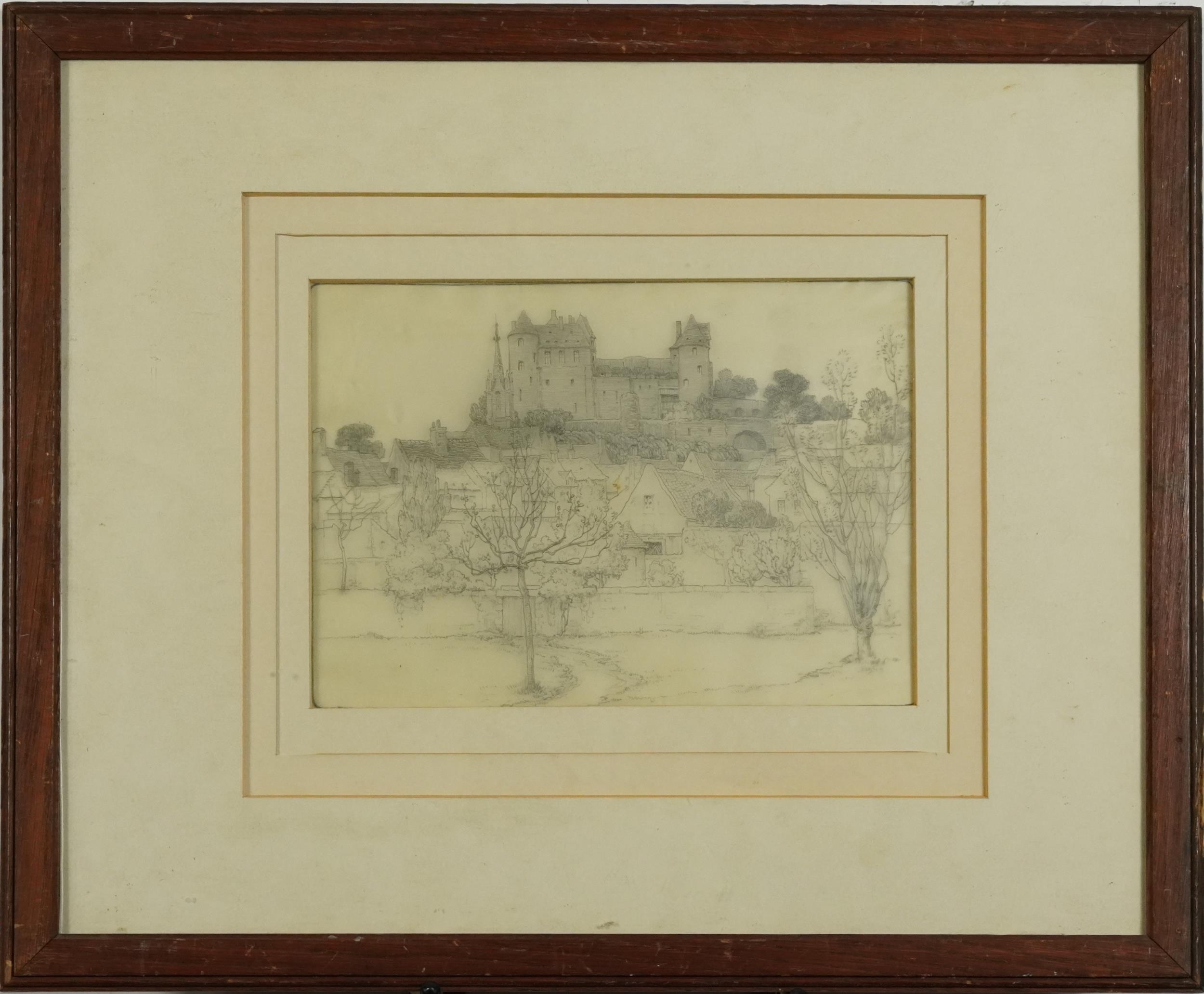 Frederick Marriott - The Chateau de Luynes, pencil, inscribed verso, mounted, framed and glazed, - Image 2 of 4