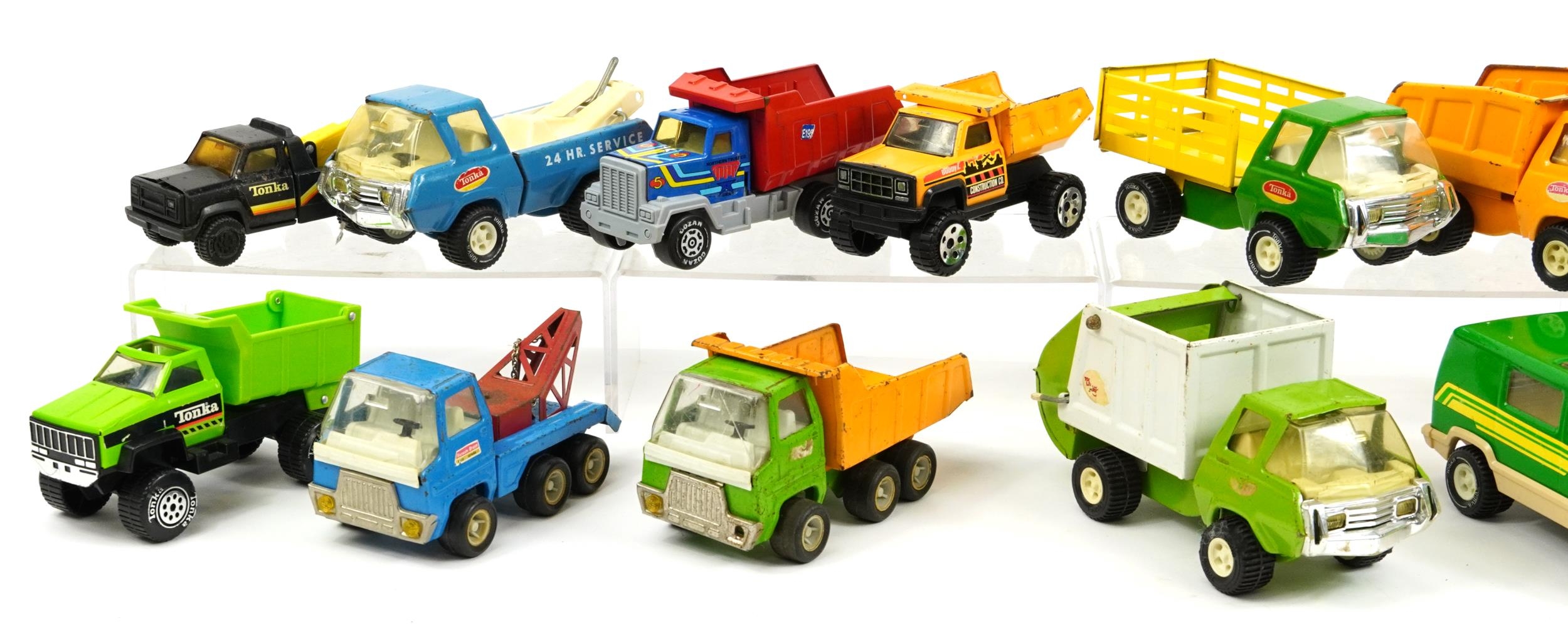 14 vintage tinplate vehicles including Tonka and Buddy, the largest 26cm in length - Image 2 of 3