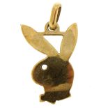 9ct gold Playboy Bunny charm, 2.1cm high, 1.1g