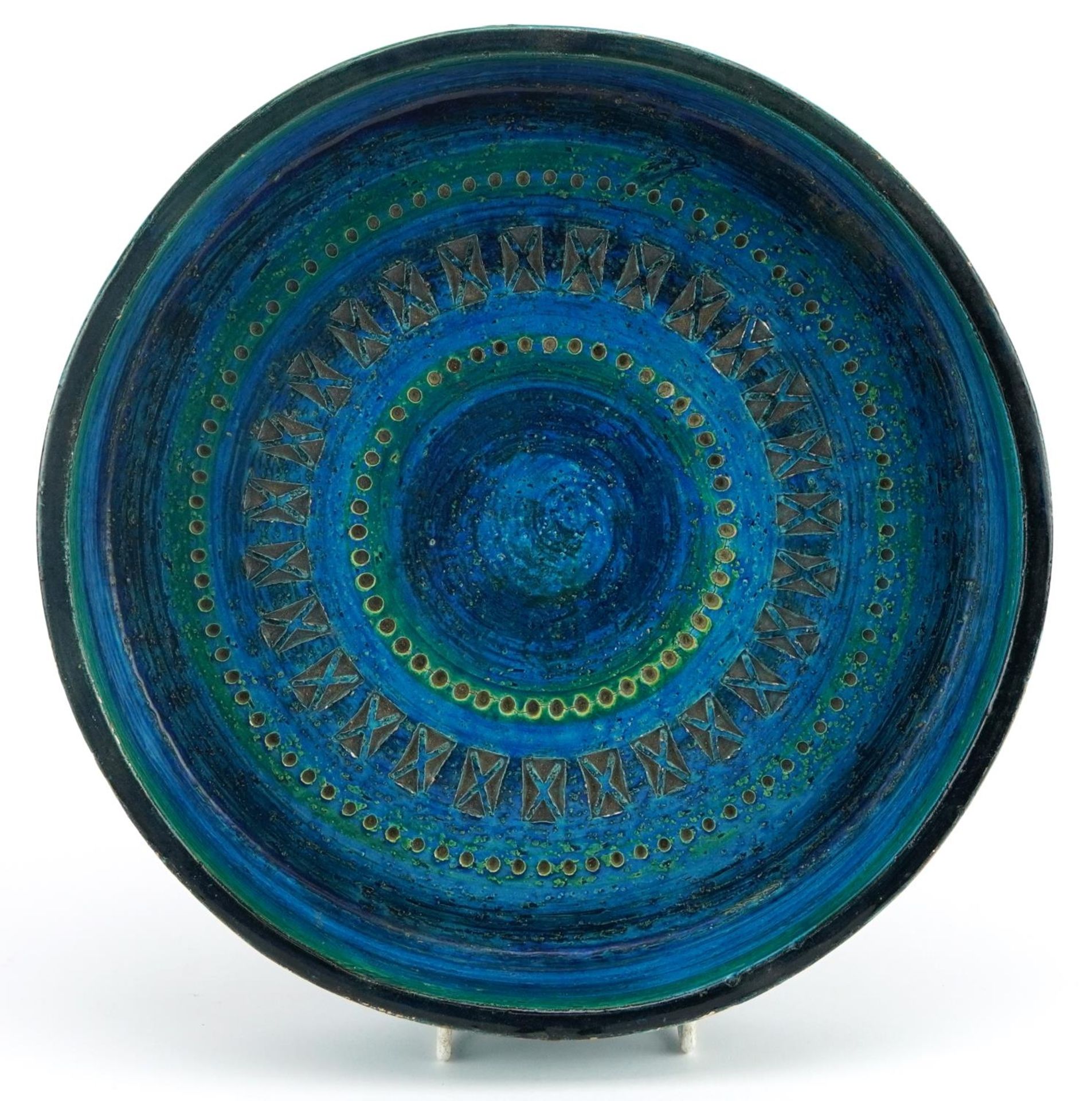 Bitossi, 1970s Italian footed centre bowl with various impressed motifs, 28cm high - Image 3 of 4