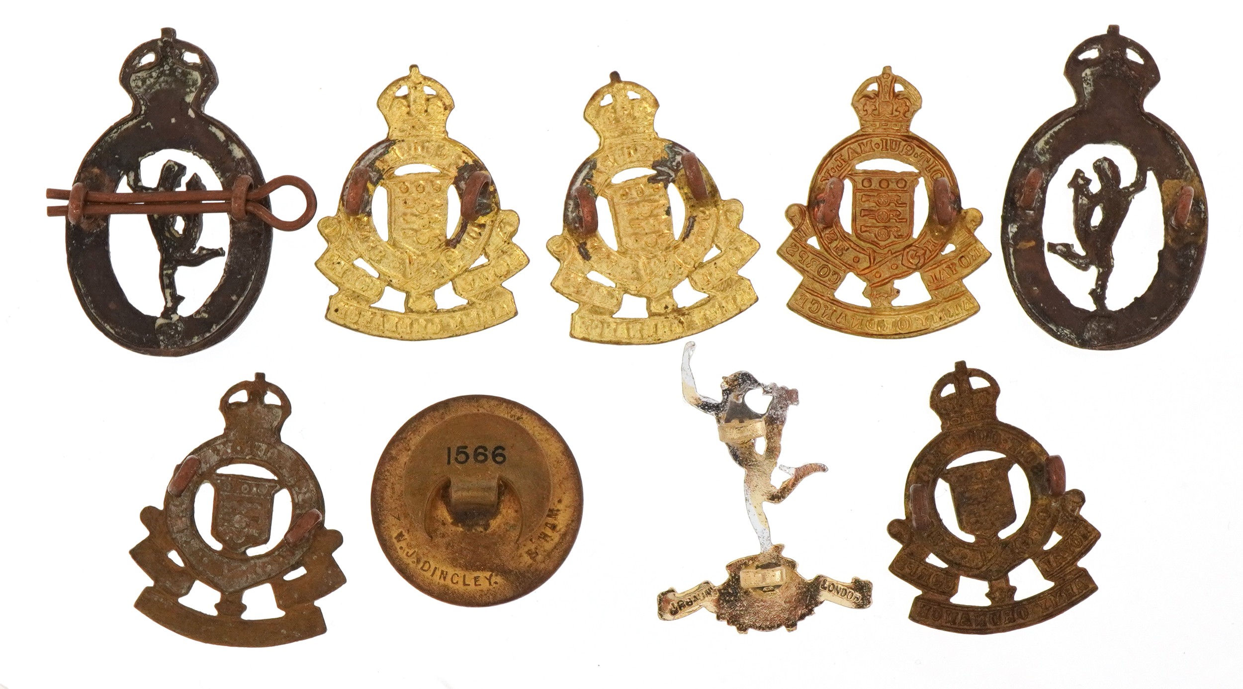 Military badges including Royal Sussex Signal Corps, On War Service enamel badge, the largest 4cm - Image 2 of 2