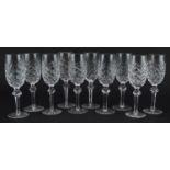 Set of ten Waterford Crystal Powerscourt Champagne flutes, each 21cm high