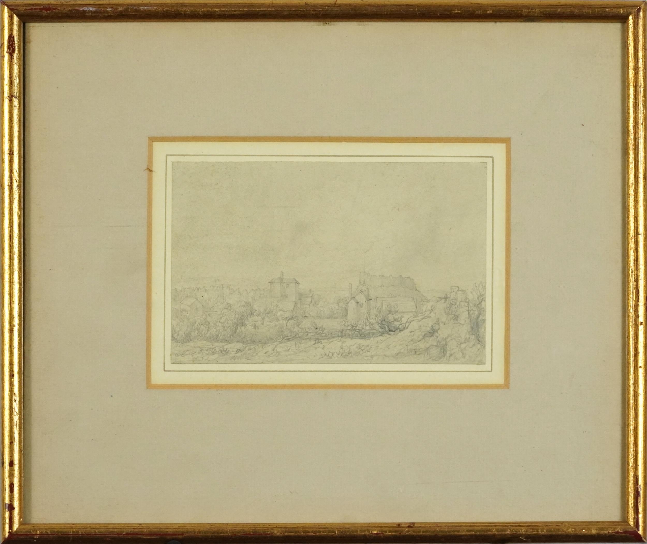 Attributed to Thomas Lound - Distant views of Norwich with the castle ruins, 19th century pencil, - Image 2 of 4