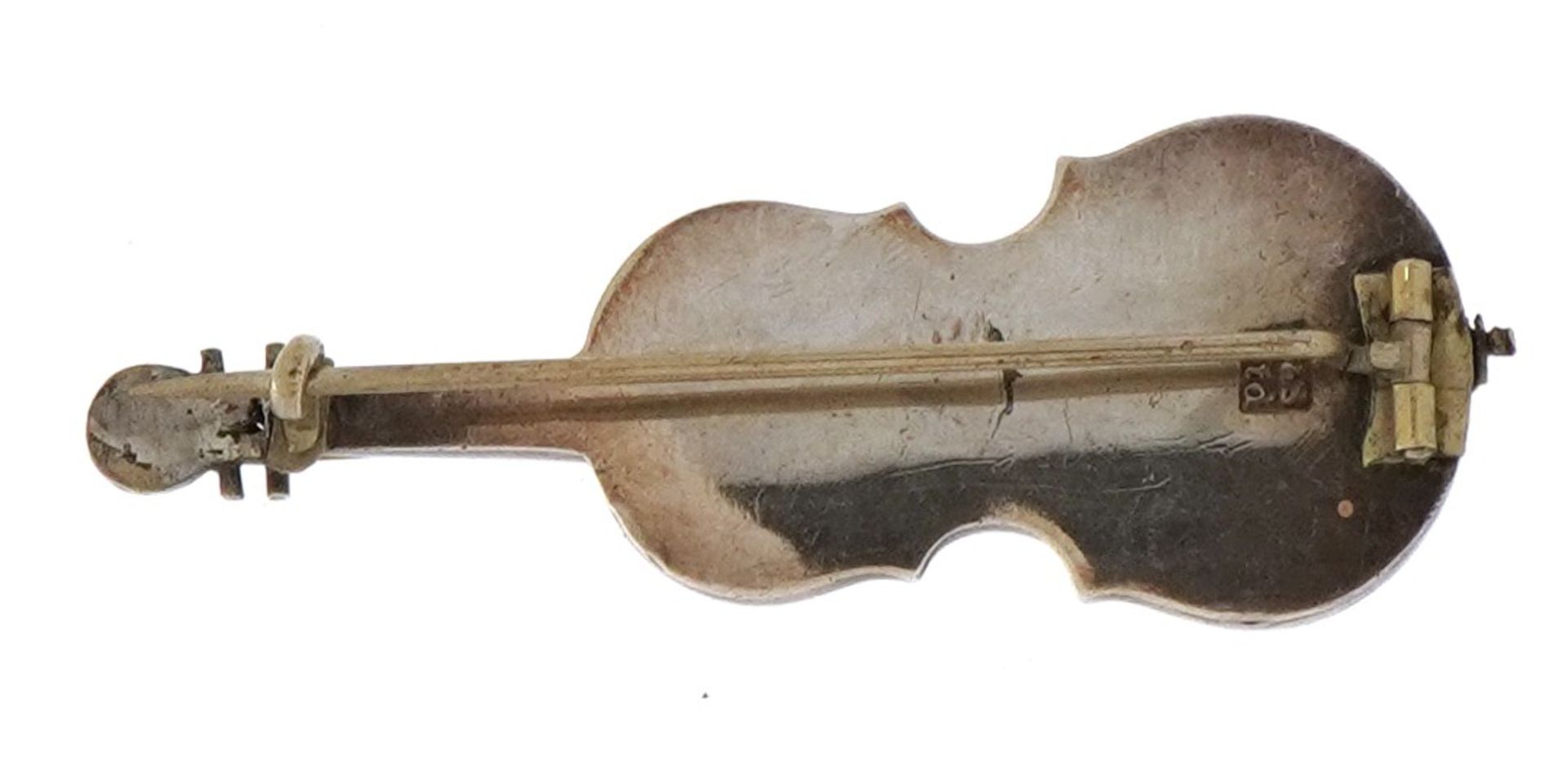 Silver violin brooch stamped Std, 6cm wide, 9.6g - Image 2 of 3