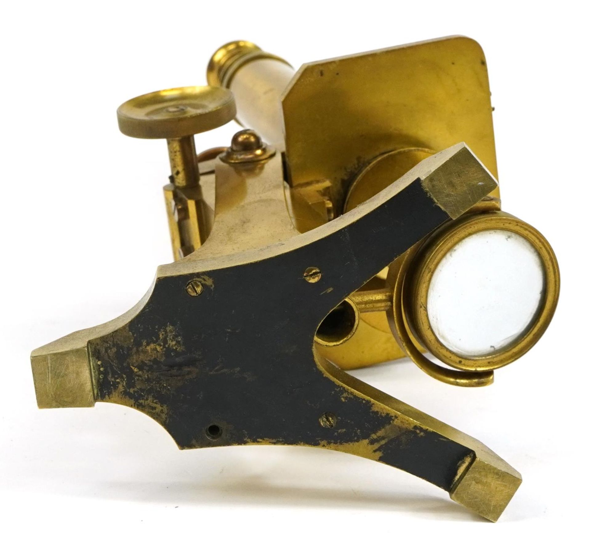 Moritz Pillischer of London, early 19th century brass compound monocular microscope with mahogany - Bild 7 aus 7