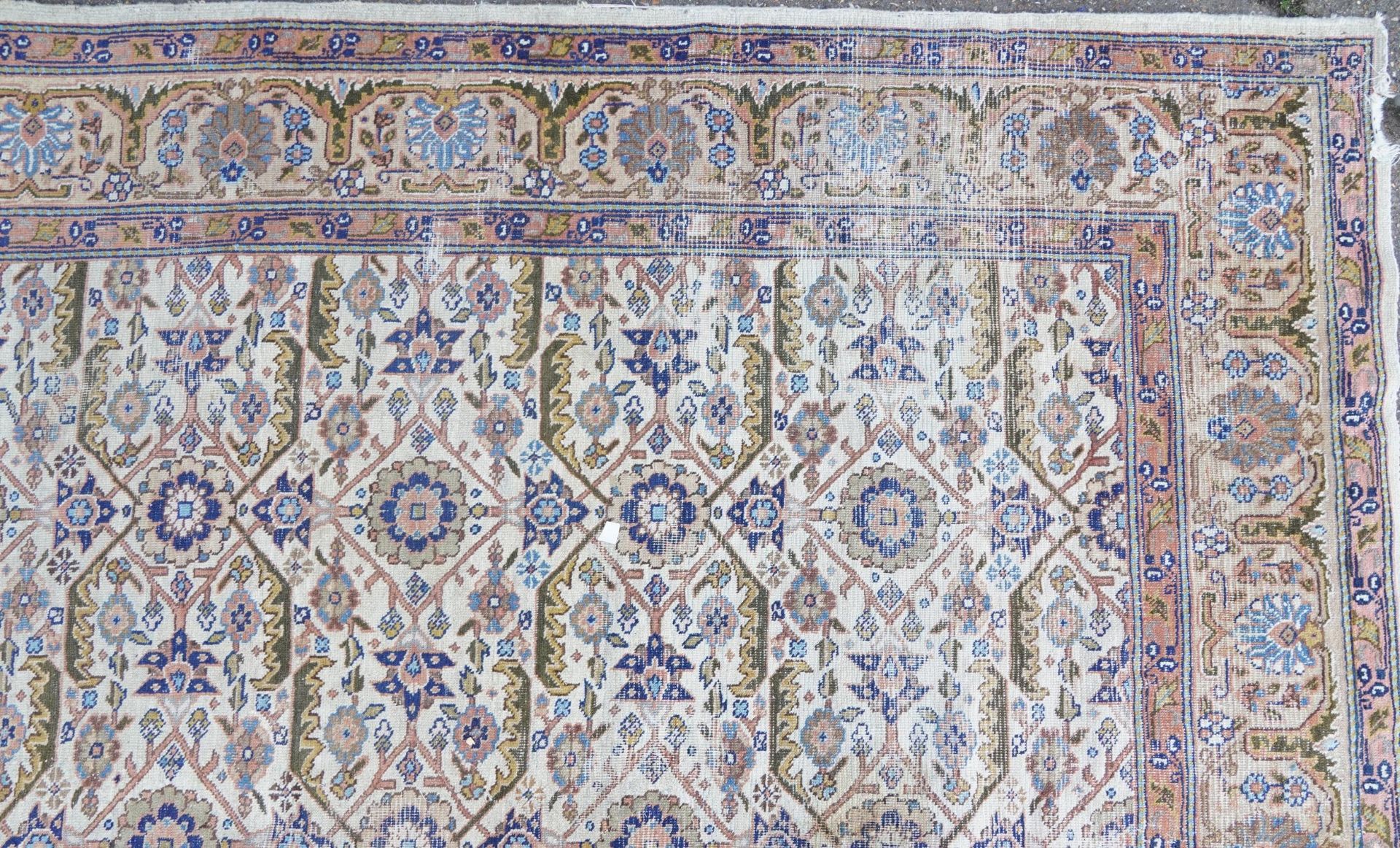 Rectangular Persian rug having an allover floral design within corresponding borders, 345cm x 255cm - Image 4 of 11