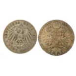 German 1904 five Mark and a Maria Theresa thaler