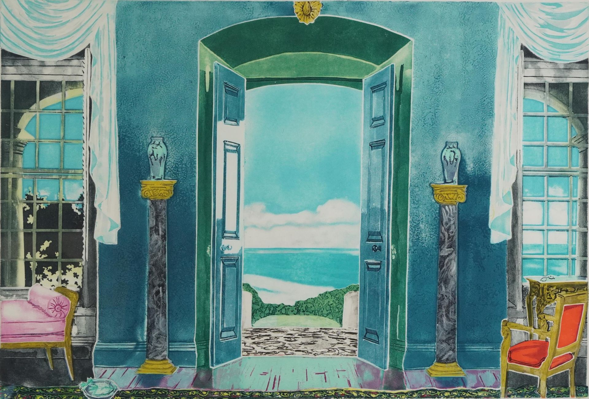 Jonna White - Blue Room, pencil signed etching in colour, limited edition 31/300, with certificate