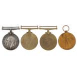 Four British military World War I and World War II medals including Victory medal awarded to