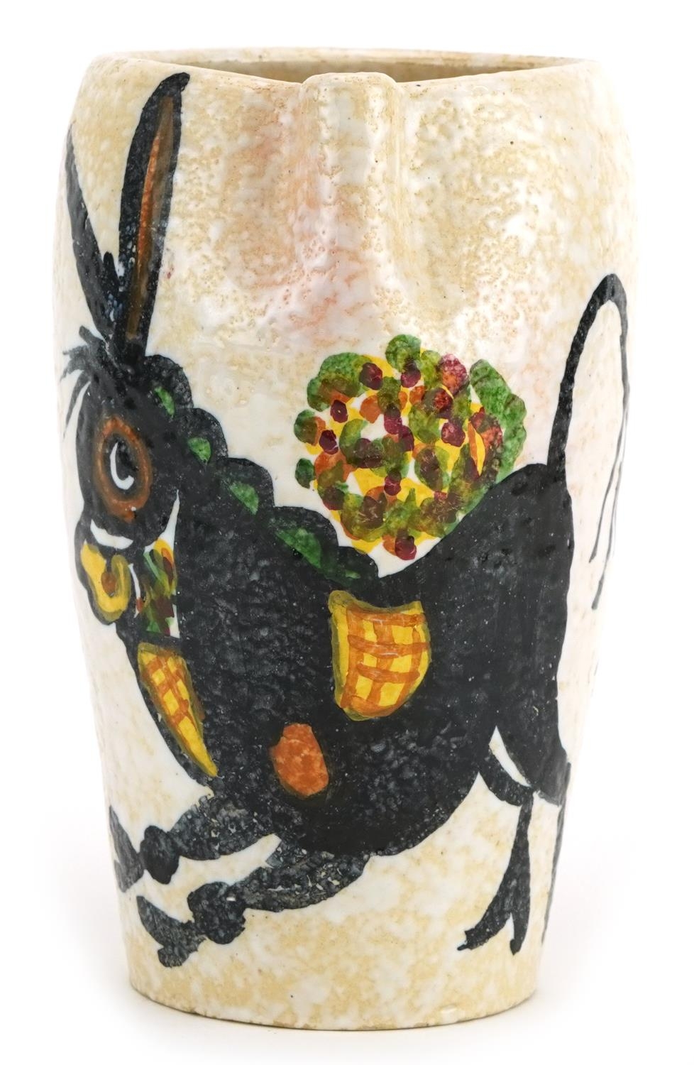 Manner of Guido Ganbone, 1950s Italian jug hand painted with a stylised donkey, 22cm high - Image 2 of 4