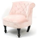 Bedroom chair with pink suede upholstery, 68cm high