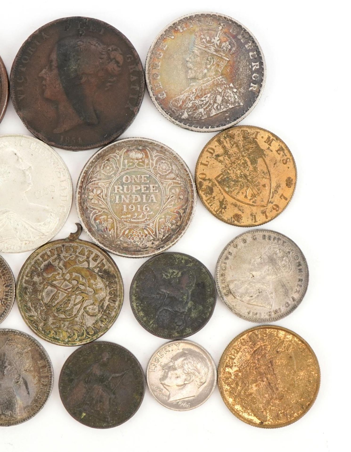 18th century and later British and world coinage and tokens including Queen Victoria 1887 half crown - Image 3 of 3