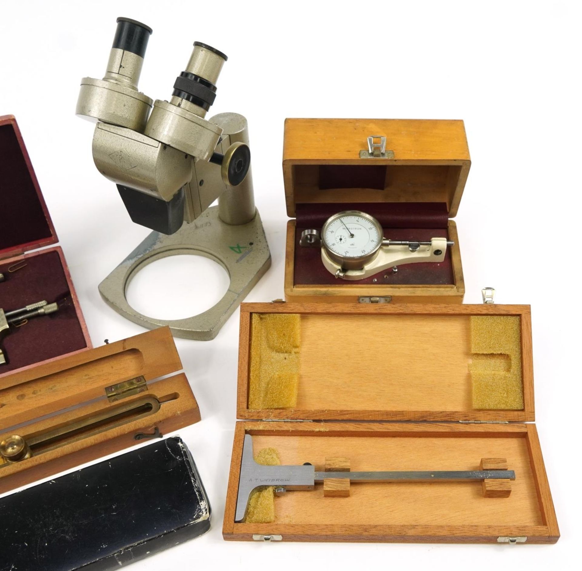 Vintage optical and precision instruments including a Tour a Pivoter watchmaker's lathe with case, - Image 3 of 4