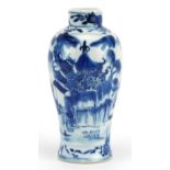 Chinese blue and white porcelain baluster vase hand painted with figures in a landscape, four figure