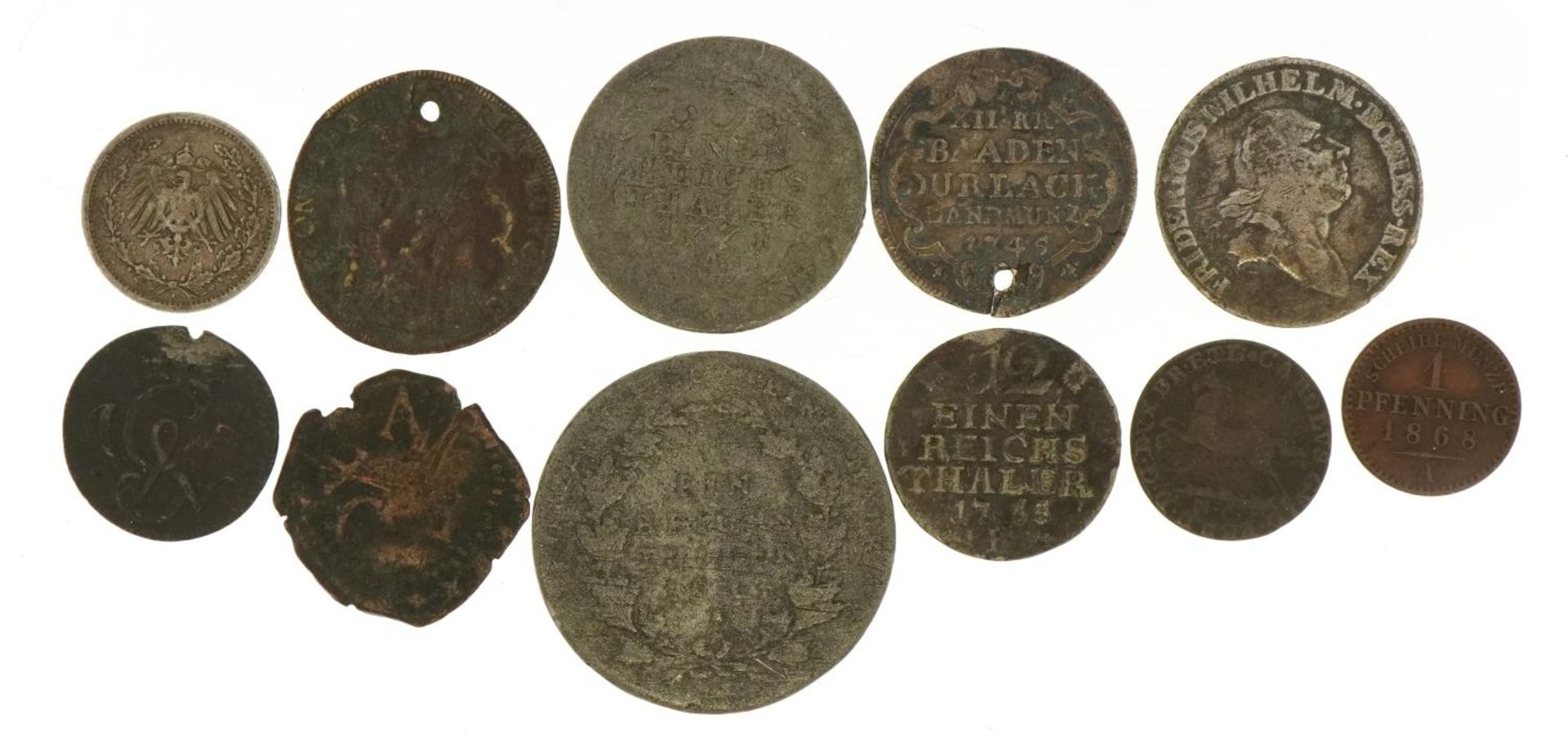 18th century and later German coinage including 1771 three thaler and 1756 quarter stuber - Image 2 of 2