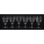 Set of six Thomas Webb cut crystal glasses, 12cm high