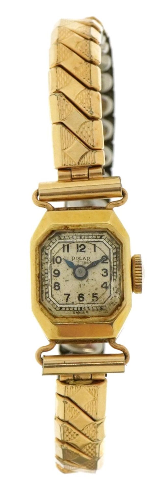 Polar, Art Deco ladies 14ct gold wristwatch, the case 12mm wide - Image 2 of 4