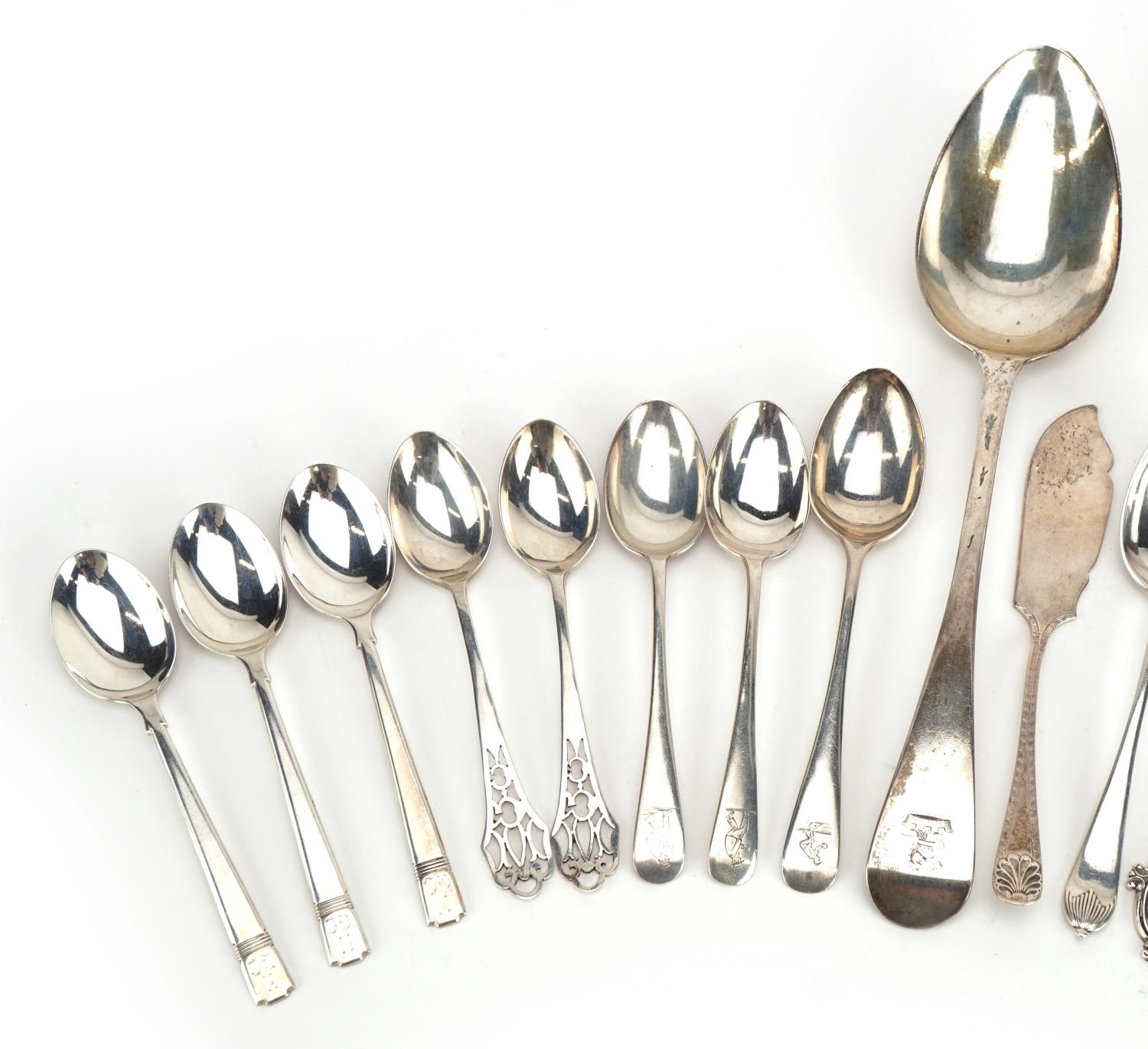 Georgian and later silver flatware including tablespoon by Josiah & George Piercy, London 1811 and - Image 2 of 5