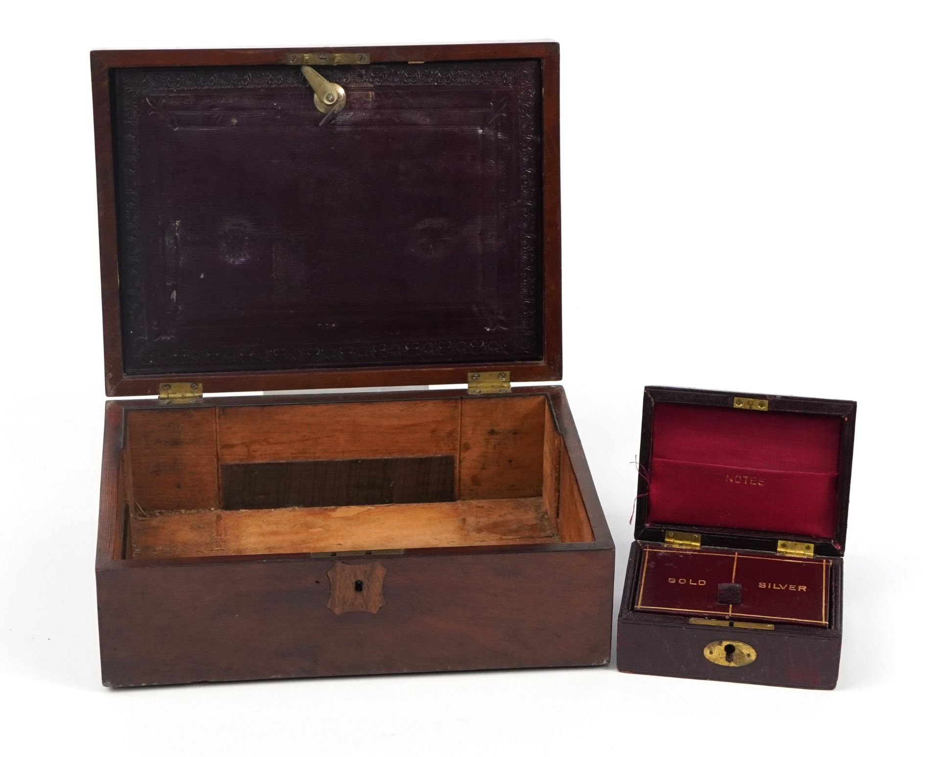 Victorian mahogany toilet box with concealed easel mirror and inset brass handle together with a - Bild 2 aus 3