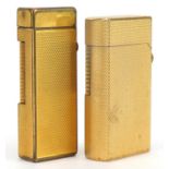 Two Dunhill gold plated pocket lighters