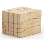 Brian Willsher, Modernist carved lightwood twenty section puzzle block, overall 4.5cm H x 6cm W x