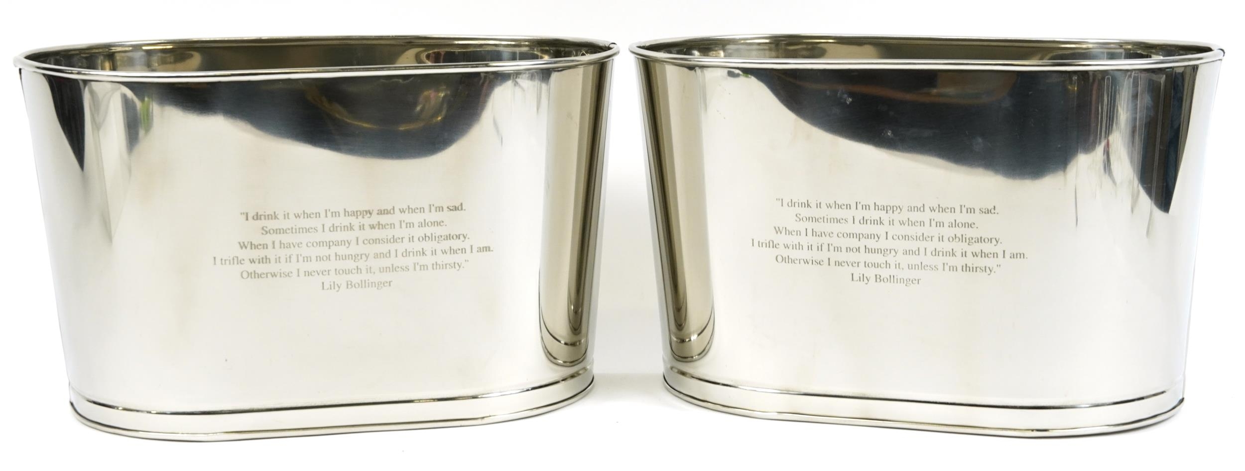 Pair of Champagne ice buckets with Lily Bollinger and Napoleon Bonaparte mottos, each 25cm high x - Image 2 of 3