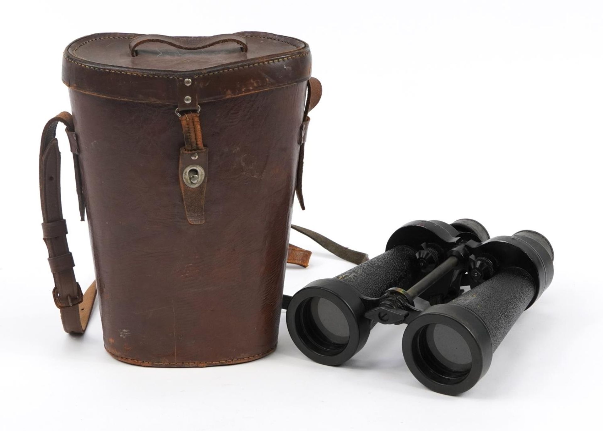 Barr & Stroud, pair of military interest binoculars with brown leather case, serial number 31306,