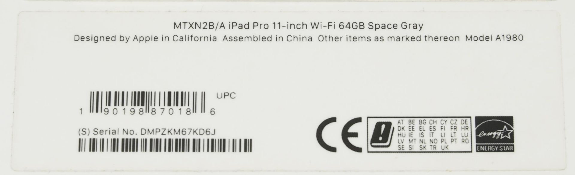 Appel iPad Pro with box, 11" 64GB, space gray, model MTXN2B/A - Bild 5 aus 5