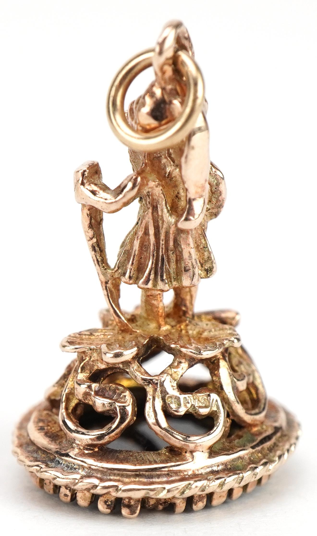 9ct gold leprechaun seal fob set with a black onyx, 2.2cm high, 3.6g - Image 3 of 4