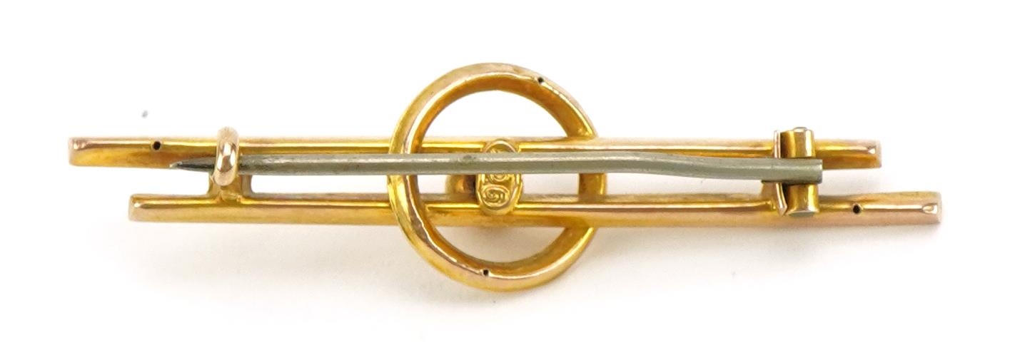 9ct gold bar brooch, 4.5cm wide, 1.4g - Image 2 of 3