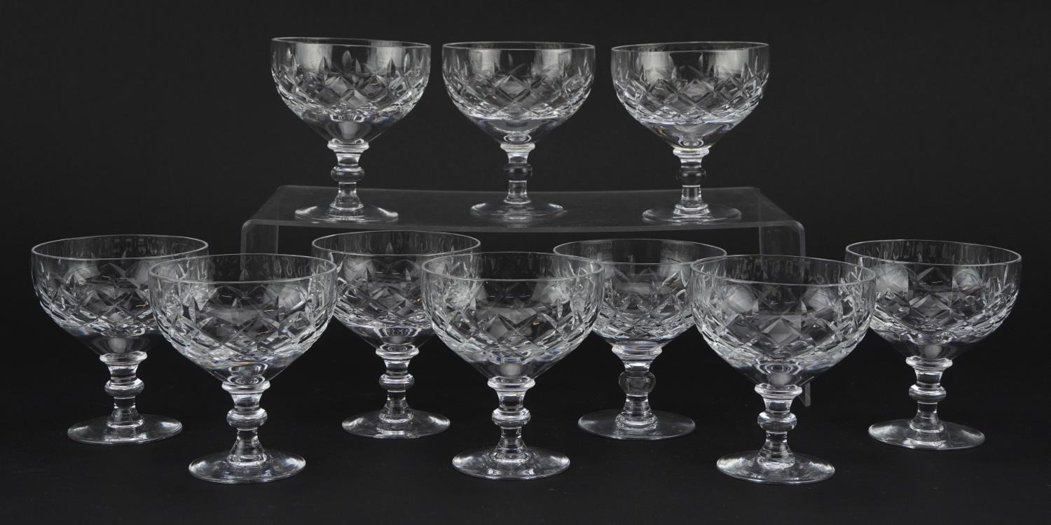 Set of ten Royal Doulton cut crystal glasses, 9.5cm high