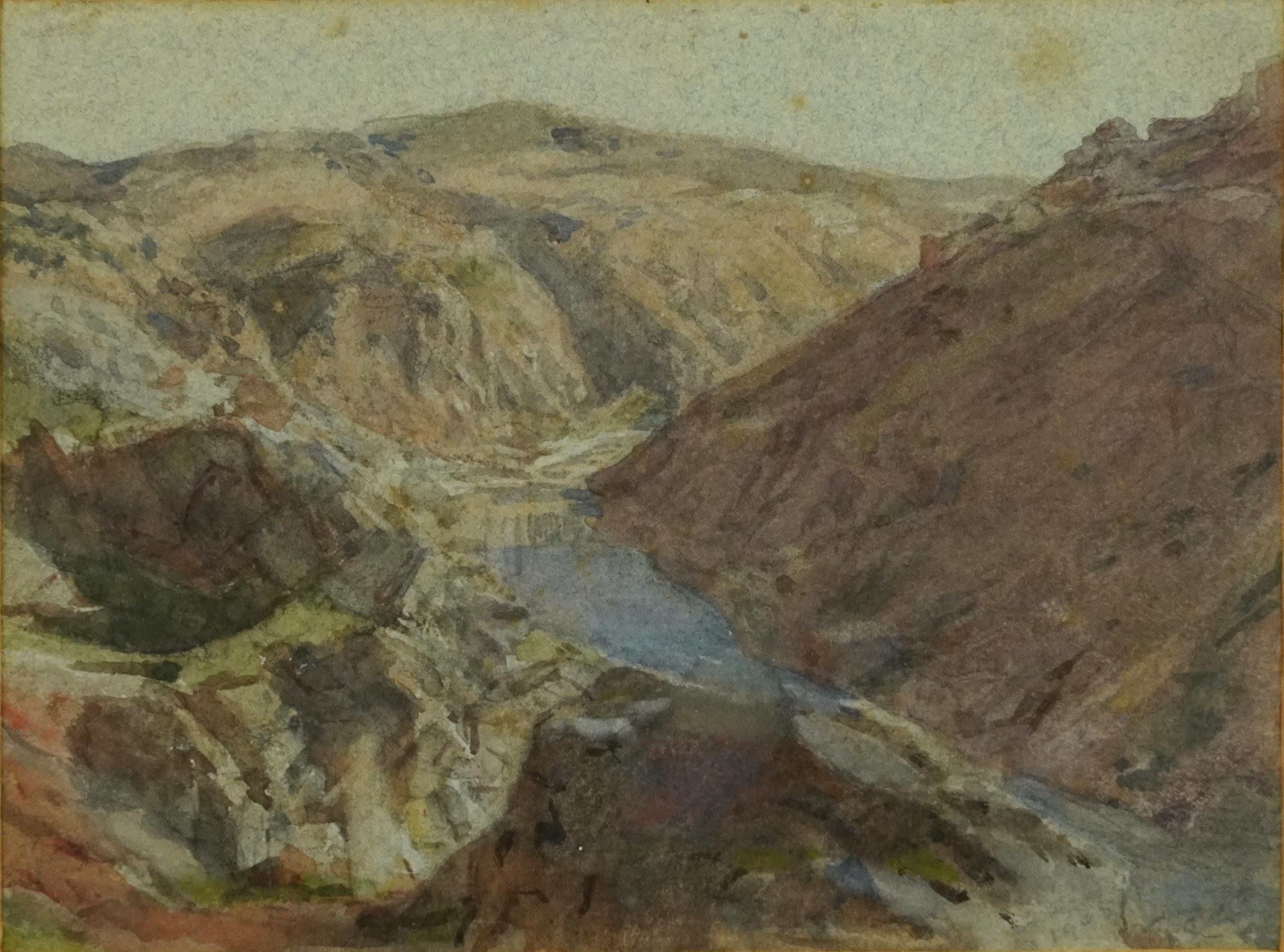 Harold Arthur Burke - French hill town and Spanish rocky valley landscape, pair of early 20th