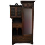 Manner of Liberty & Co, Arts & Crafts oak wardrobe with mirrored door and copper mounts, 211cm H x