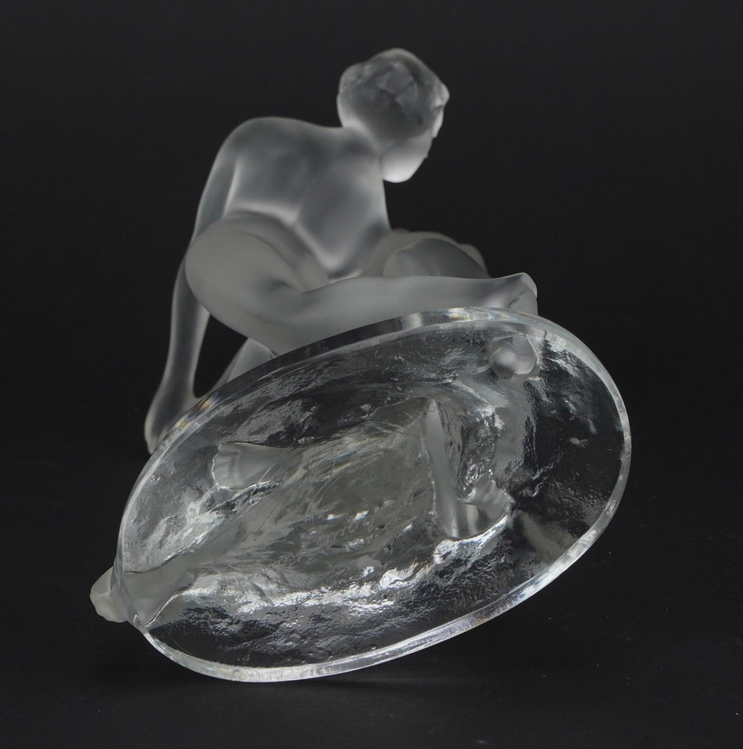 Lalique, French frosted and clear glass Deux Danseuses figure group of two nude female dancers - Image 3 of 4