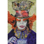 The Mad Hatter, Alice in Wonderland, watercolour and ink illustration, indistinctly signed
