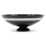 John Rocha for Waterford, black flashed cut crystal footed fruit bowl, 34.5cm in diameter