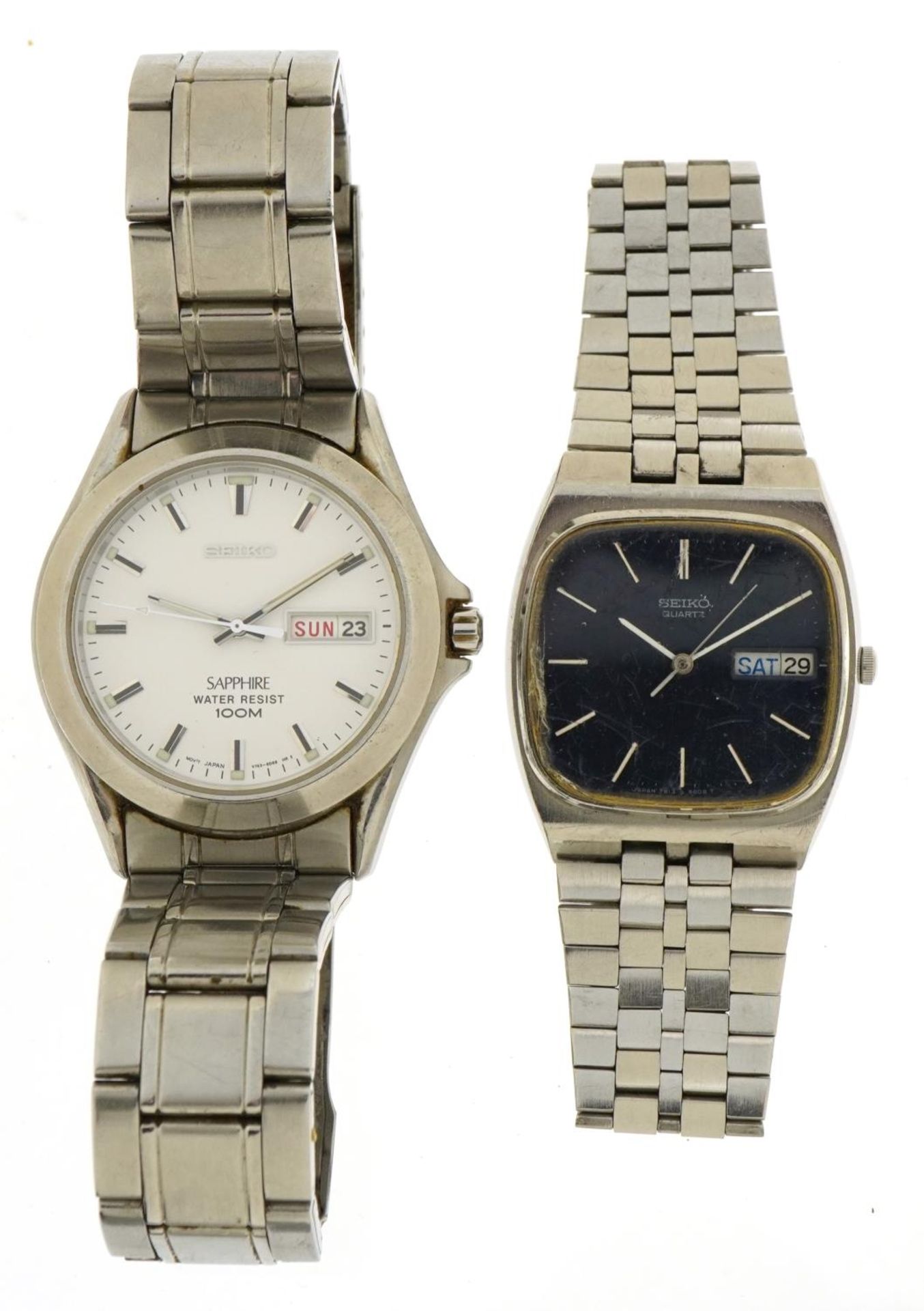 Two gentlemen's Seiko wristwatches, each with date aperture, including Sapphire 100m - Image 2 of 5