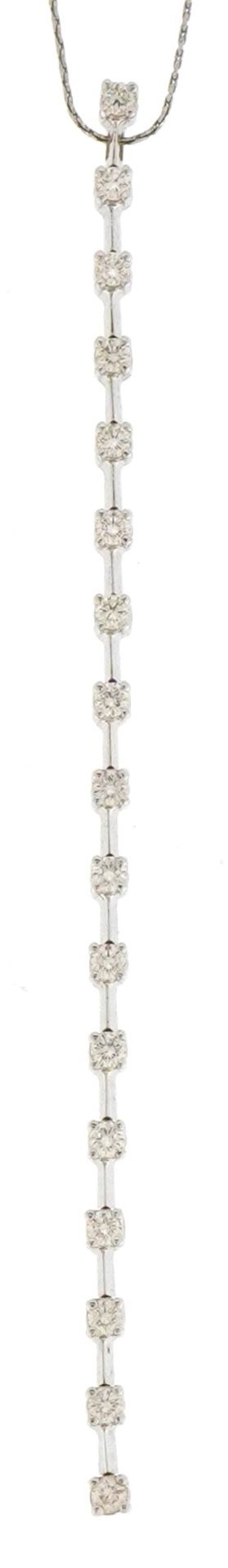 18ct white gold diamond line pendant set with seventeen diamonds on a 18ct white gold necklace, - Image 3 of 8