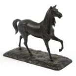 Bronzed spelter horse, 34cm in length