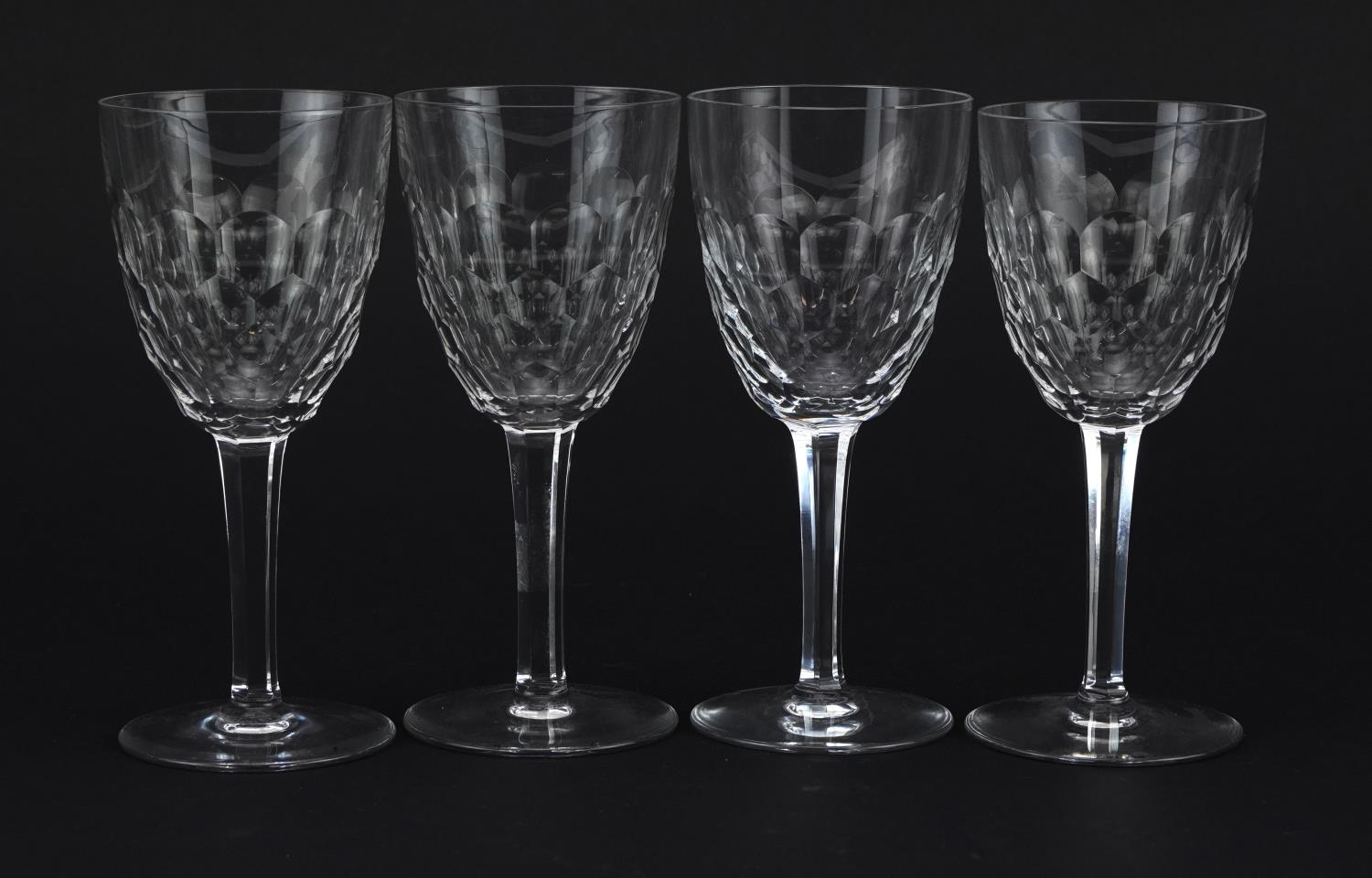 Baccarat, Set of four French cut crystal wine glasses, 14.5cm high - Image 2 of 3