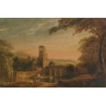 Attributed to Francis Oliver Finch - Rural landscape with viaduct and figures, 19th century