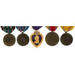 Five American military interest medals including Purple Heart