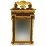 French style rectangular gilt framed pier mirror with shell crest, 86cm x 51cm