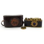 German military interest Leica style camera with Luftwaffe emblem and leather case