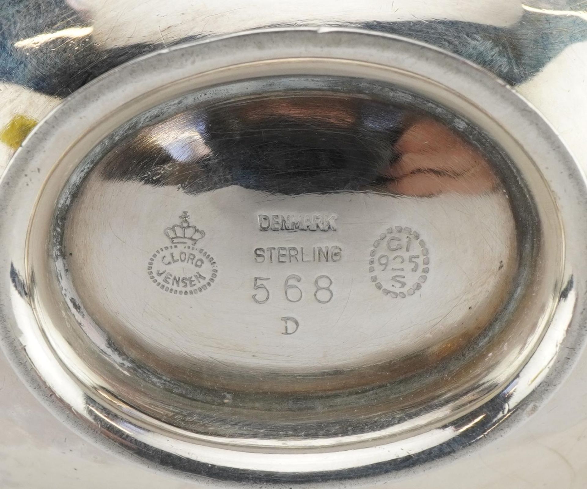 Georg Jensen, Danish 925S sterling silver sugar dish numbered 568, 10cm wide, 41.5g - Image 4 of 5