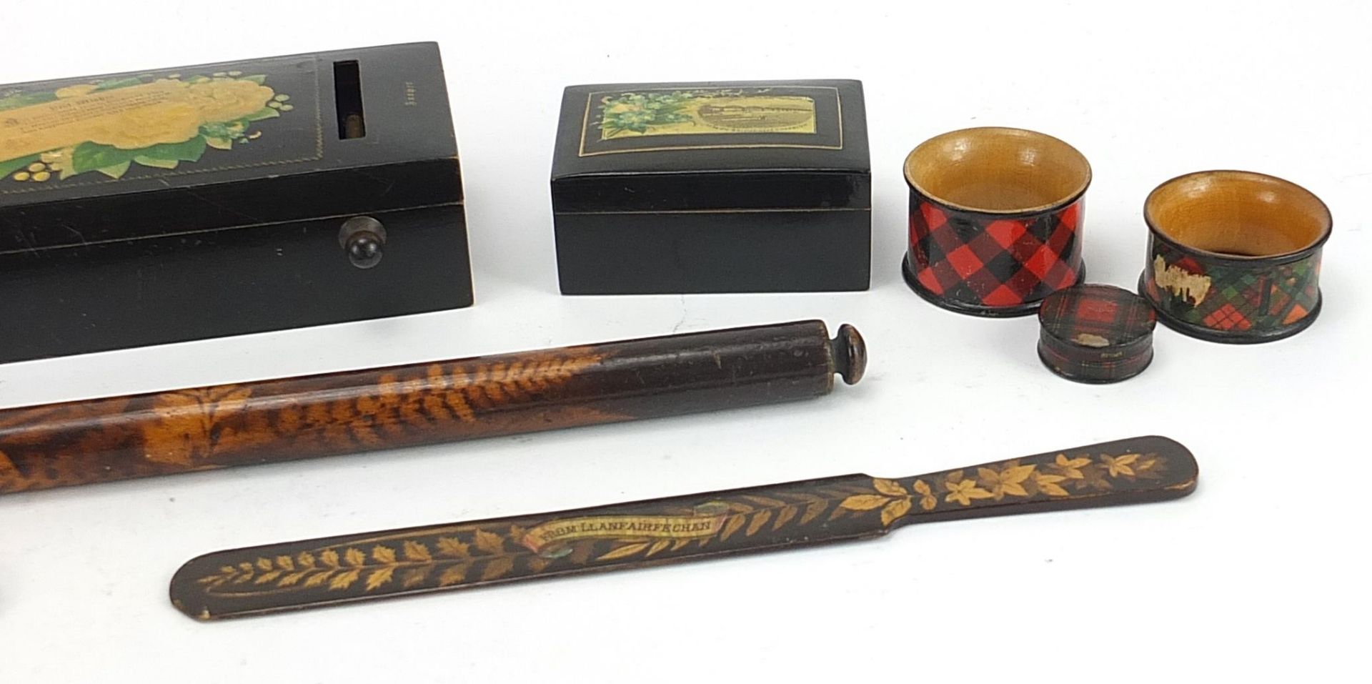 Victorian treen including tartan ware and fern ware, the largest 32.5cm in length - Image 4 of 4