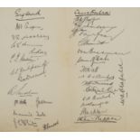 Cricketing interest England and Australia ink signatures on paper including J D Hobbs and Don